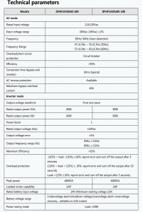 specification for 110V/120v 3KW 24v Inverter